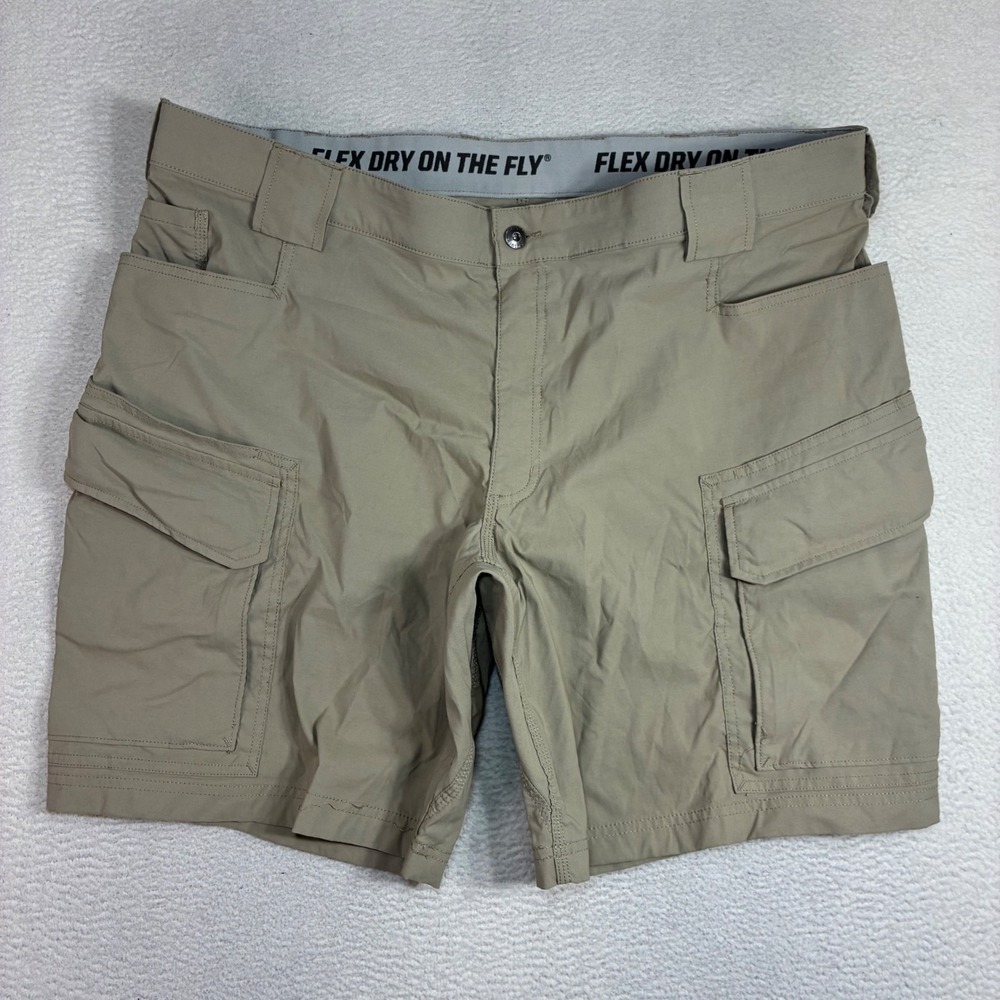 Duluth Trading Co Flex Dry On The Fly Cargo Short Men 42x9 Khaki Stretch Outdoor